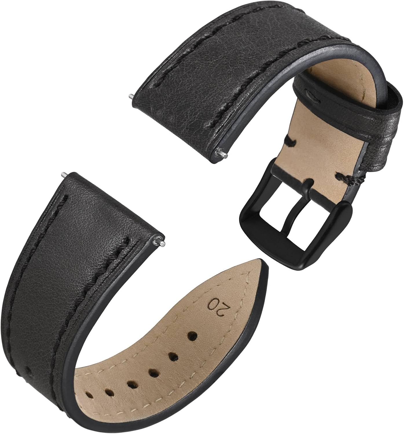 Anbeer Vintage Leather Watch Band,18mm 20mm 22mm Quick Release Replacement Calf Skin Watch Strap for Men and Women,Stainless Steel Buckle