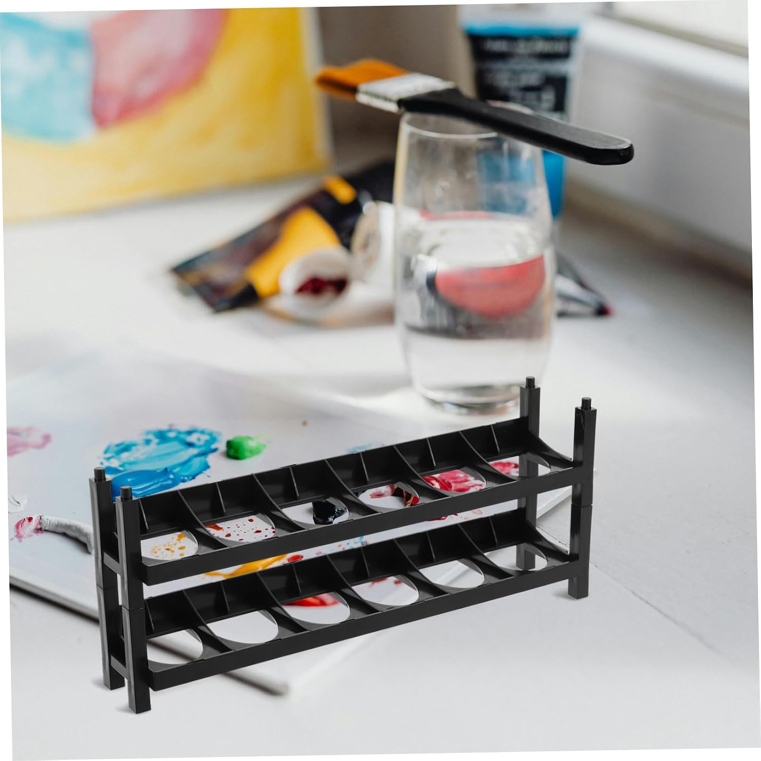 2pcs Plastic Paint Shelf Organizer Rack with 6 Compartments image 5