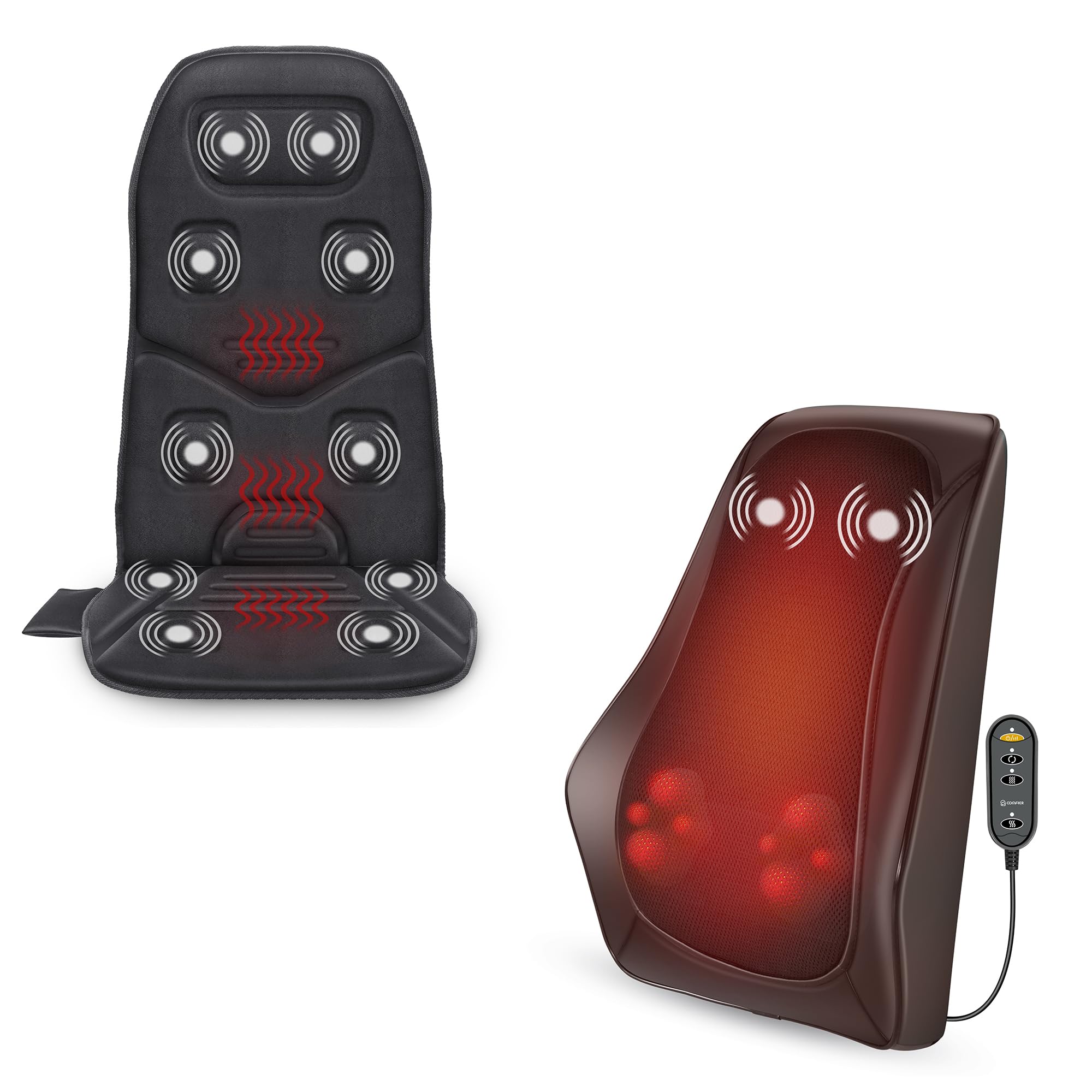 COMFIER Back Neck Massager Bundle Shiatsu Neck and Shoulder Massager with Heat 3D Kneading Massagers for Back and