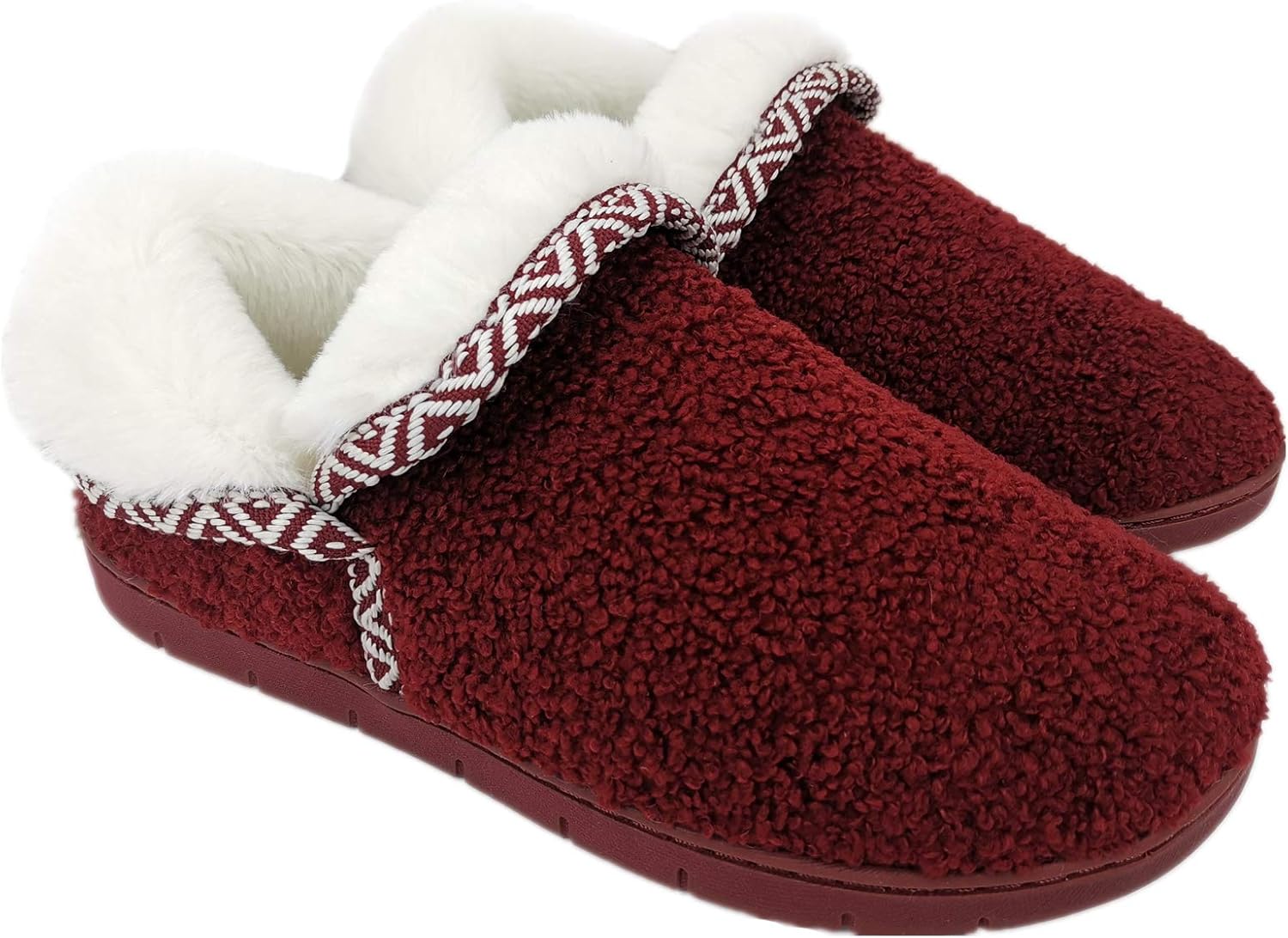 ofoot Women's Warm Fuzzy House Slippers with Back,Faux Fur Bedroom Shoes Soft Thick Memory Foam Plush Lining Indoor Outdoor Non Slip Rubber Soles