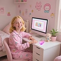 Vista 5 de SOONGO - Mini mouse rosa para computadora, mouse ergonómico con cable de 4.9 ft, mouse USB para computadora portátil, mouse de escritorio