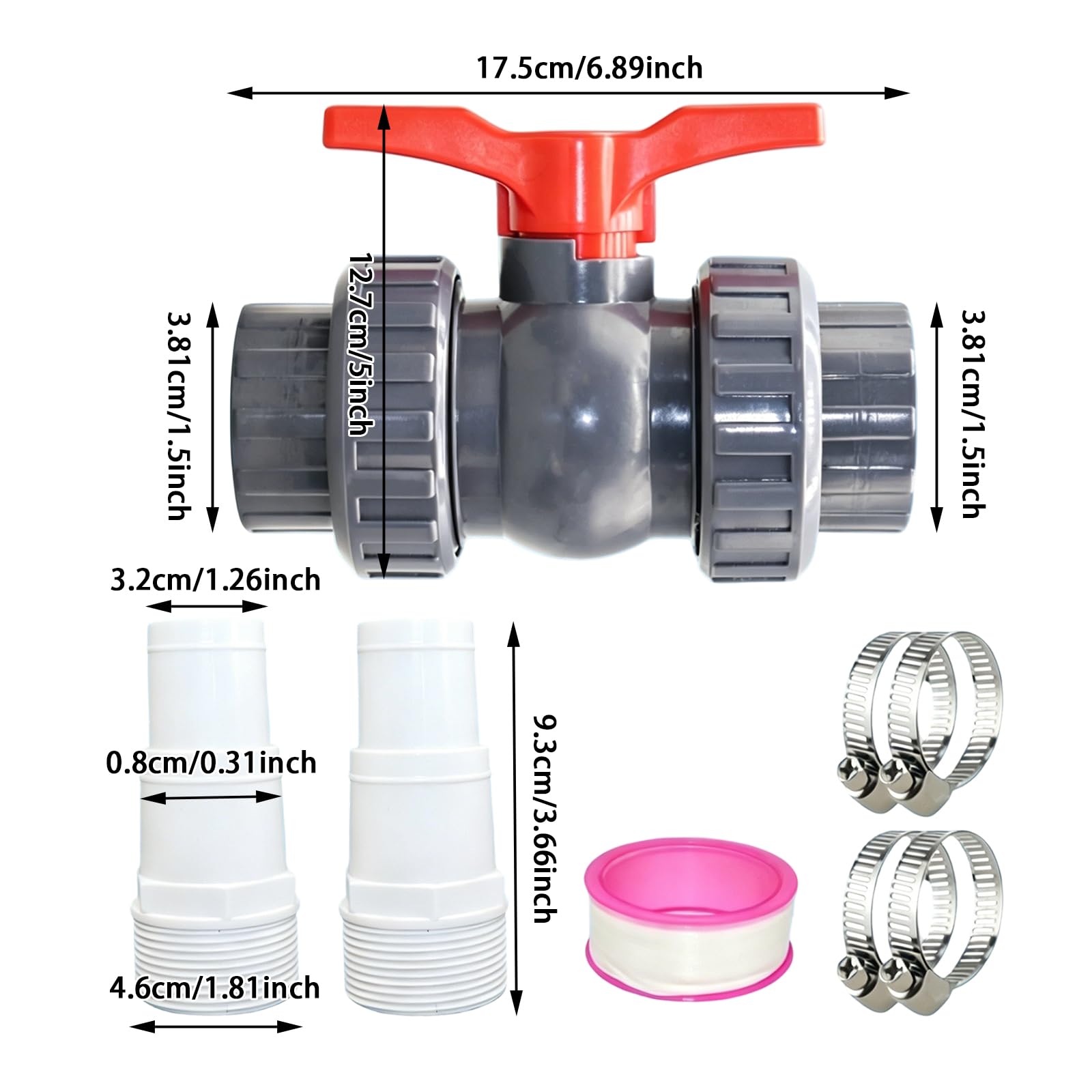 32 mm na 38 mm zawór odcinający do basenu naziemnego i pompy basenowej