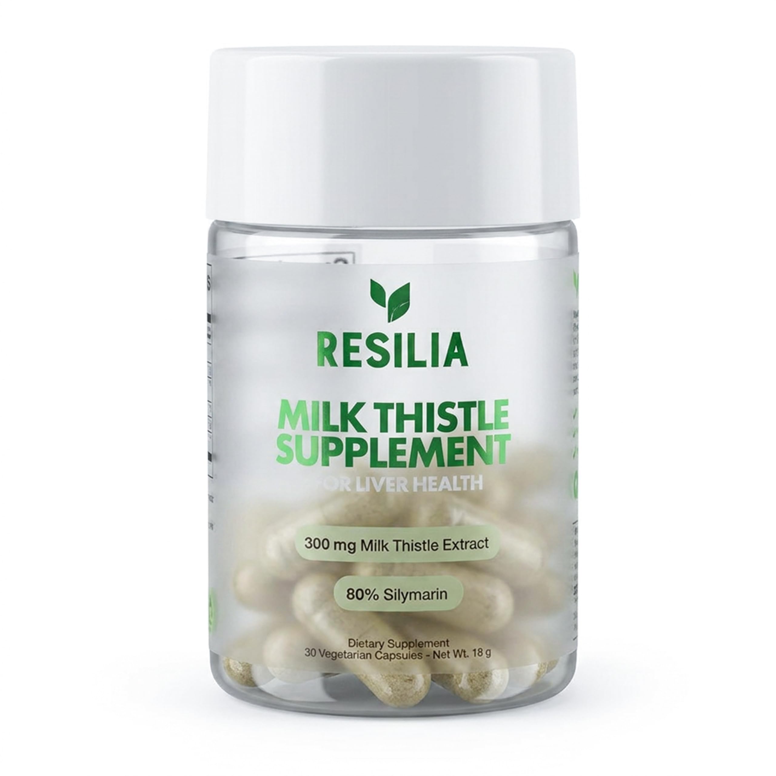 Resilia Milk Thistle Silymarin – 300 mg Supplement with Vitamin C, Inositol, Pueraria Root & Turmeric Extract, High-Absorption Antioxidant-Focused Plant Formula, 30 Vegetarian Capsules
