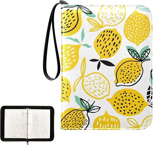 Miniatura 1 de Carpeta de tarjetas de limón fresco, 400 bolsillos, carpeta de almacenamiento de tarjetas intercambiables, álbum con mangas, con cremallera, para