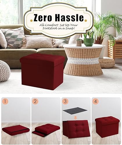 Miniatura 45 de Taburete otomano de almacenamiento otomano con reposapiés, banco plegable con almacenamiento, dormitorio de estudiantes y entrada, 16 x 12 x 12