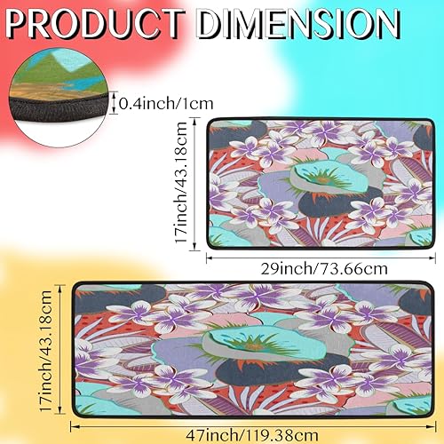 Miniatura 2 de GUYOS Tapete de cocina con patrones florales tribales coloridos 2 piezas tapetes acolchados antifatiga para suelo de cocina de 47 x 17 pulgadas29 x