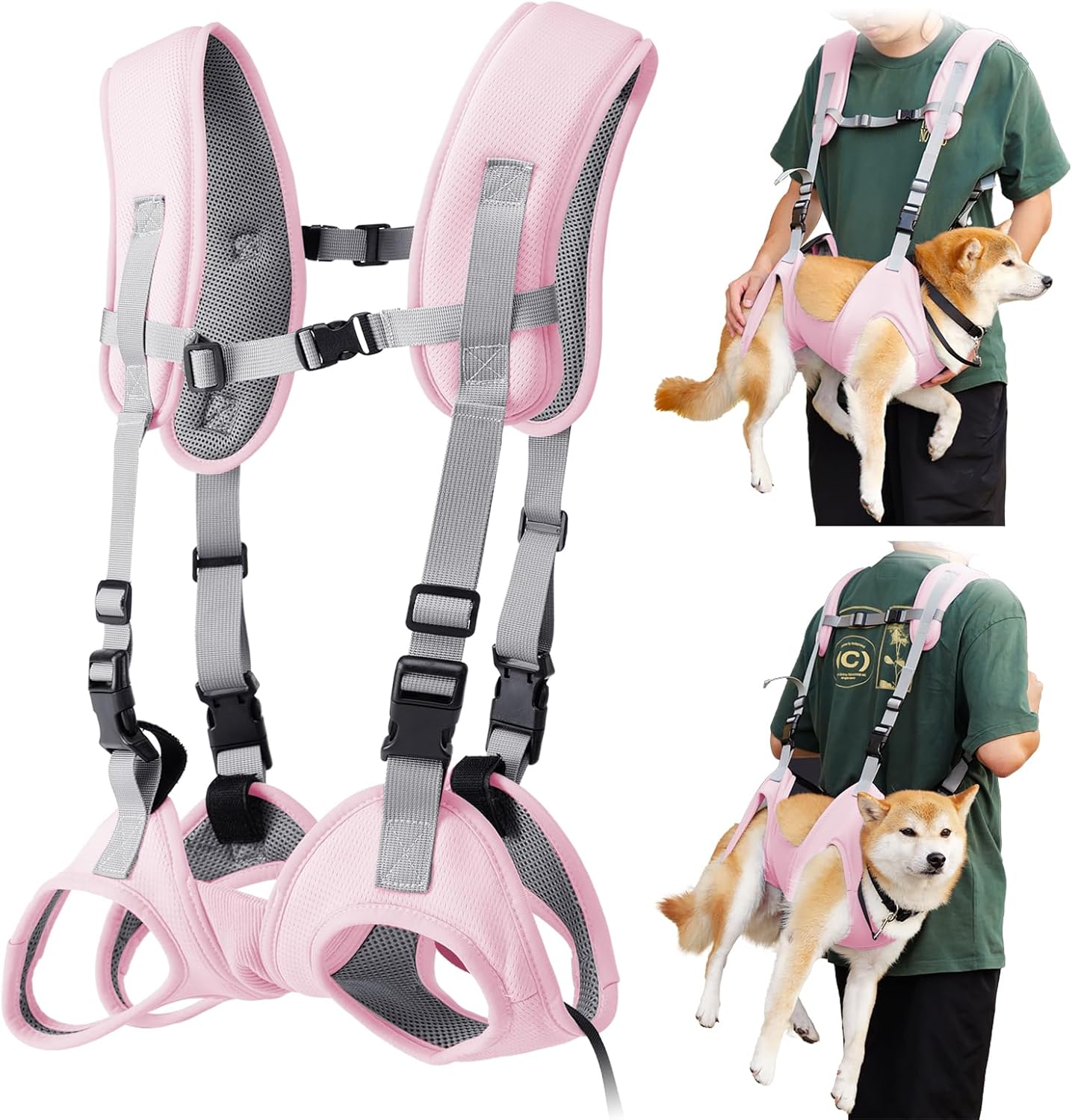 Dog Backpack Carrier Adjustable Dog Carrying Bag, Puppy Front Carrier Cat Sling, Breathable Pet Ourdoor Holder Carriers for Small Medium Dog Cat, Adjustable Dog Carrier Sling for Hiking Travel Walking