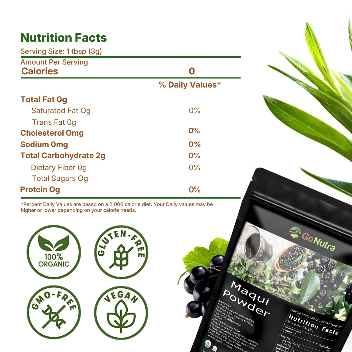 Go Nutra Organic Maqui Berry Powder | Maqui Superfood Freeze-Dried for Nutrition & Flavor | Chile Grown | Antioxidants & Polyphenols | Non-GMO & Gluten Free | 100% Natural | 16 ounce (1 lb) - Image 6