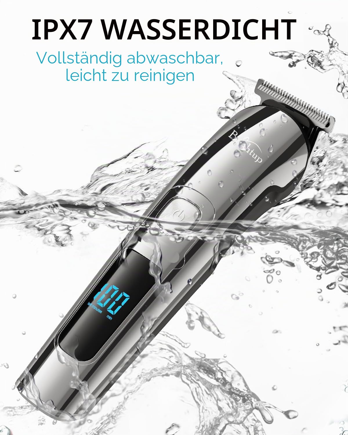 Brightup Barttrimmer Herren - Bartpflegeset mit Haarschneidemaschinen, Haartrimmer, elektrischem Rasierer - IPX7 wasserdicht für Schnurrbart, Gesicht, Nase, Ohren, Körper und Intimbereich, FK-8688T