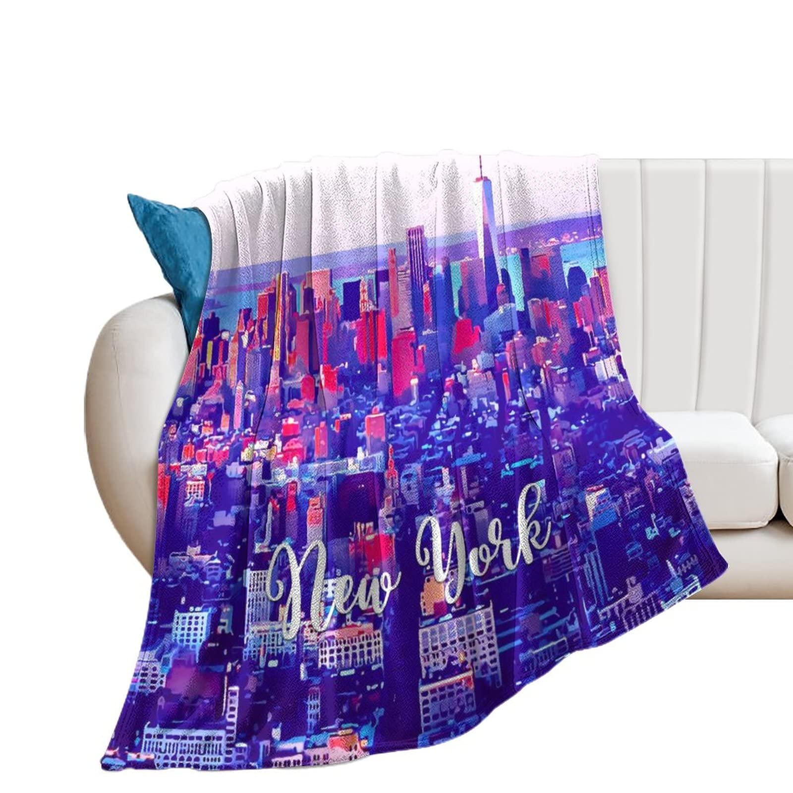 Couverture New York en flanelle douce 101x127 cm pour lit et canapé