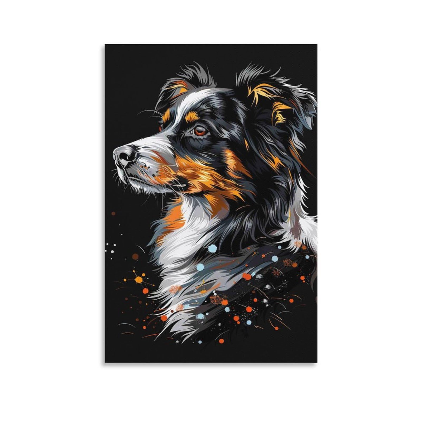 DHBANEIOK Dog Portrait Art Poster Artwork Giclee Canvas Prints Modern Wall Art Picture Wall Hanging for Bathroom Wall Decor 24x36inch(60x90cm)