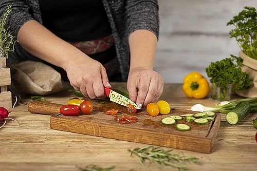 Miniatura 7 de Kuhn Rikon Colori+ Cuchillo de pelar recto antiadherente con funda de seguridad, hoja de 4 pulgadas, color negro camuflaje