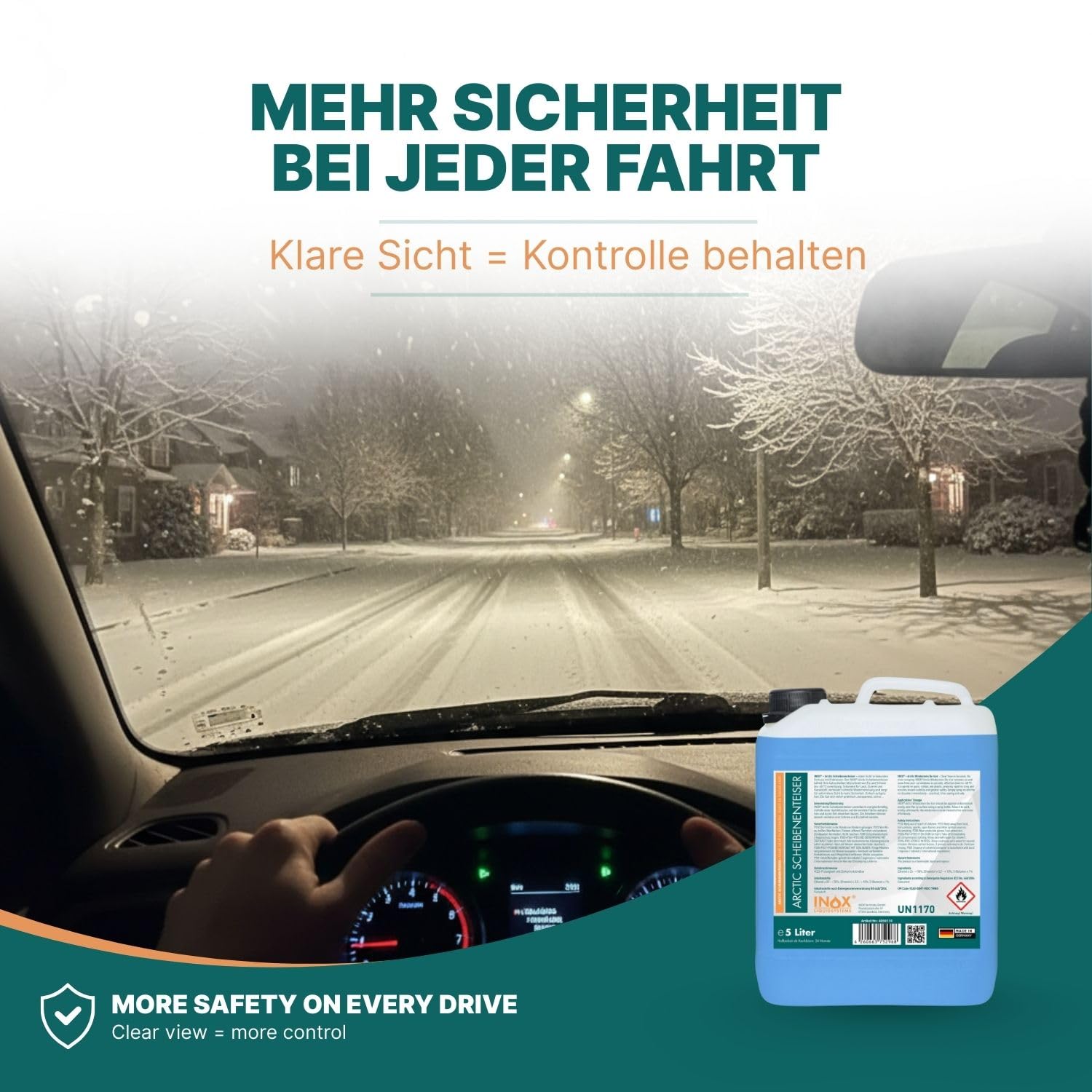 INOX® - Schnell wirkender Scheibenenteiser 5l + 1L Sprühflasche| Effektiver Scheibenenteiser Nachfüller | Scheiben Enteisen ohne Kratzen | Schlierenfreies Scheibenenteisen | Wirksam bis -40 Grad