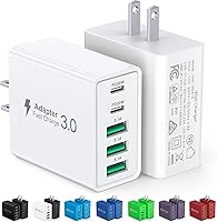 Dulums 2-Pack 60W 5-Port USB C Wall Charger: 2 PD USB-C + 3 USB-A Fast Charging Block for iPhone 16/15/14, Samsung Galaxy, iPad, Switch