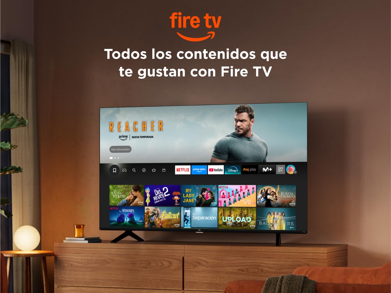 TCL 55PF650A Televisor 55 Pulgadas 4K UHD, Smart TV con Fire TV, Dolby Vision y Atmos, AirPlay 2, HDR10, DTS, Game Master, Control por Voz Alexa