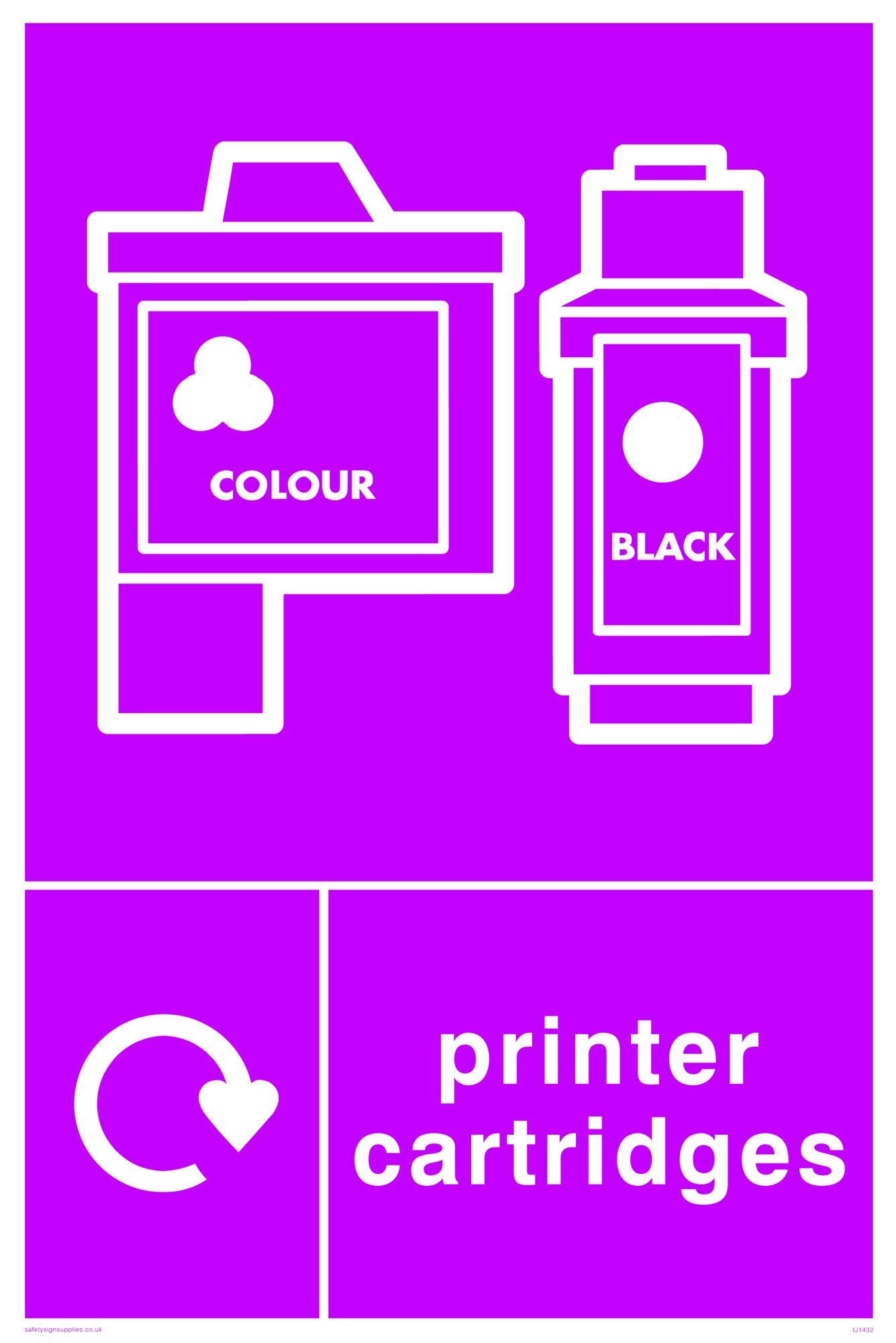 Viking Signs IJ1432-A4P-3M Recycling-Printer Cartridges Sign, 3 mm Plastic Rigid, 300 mm H x 200 mm W