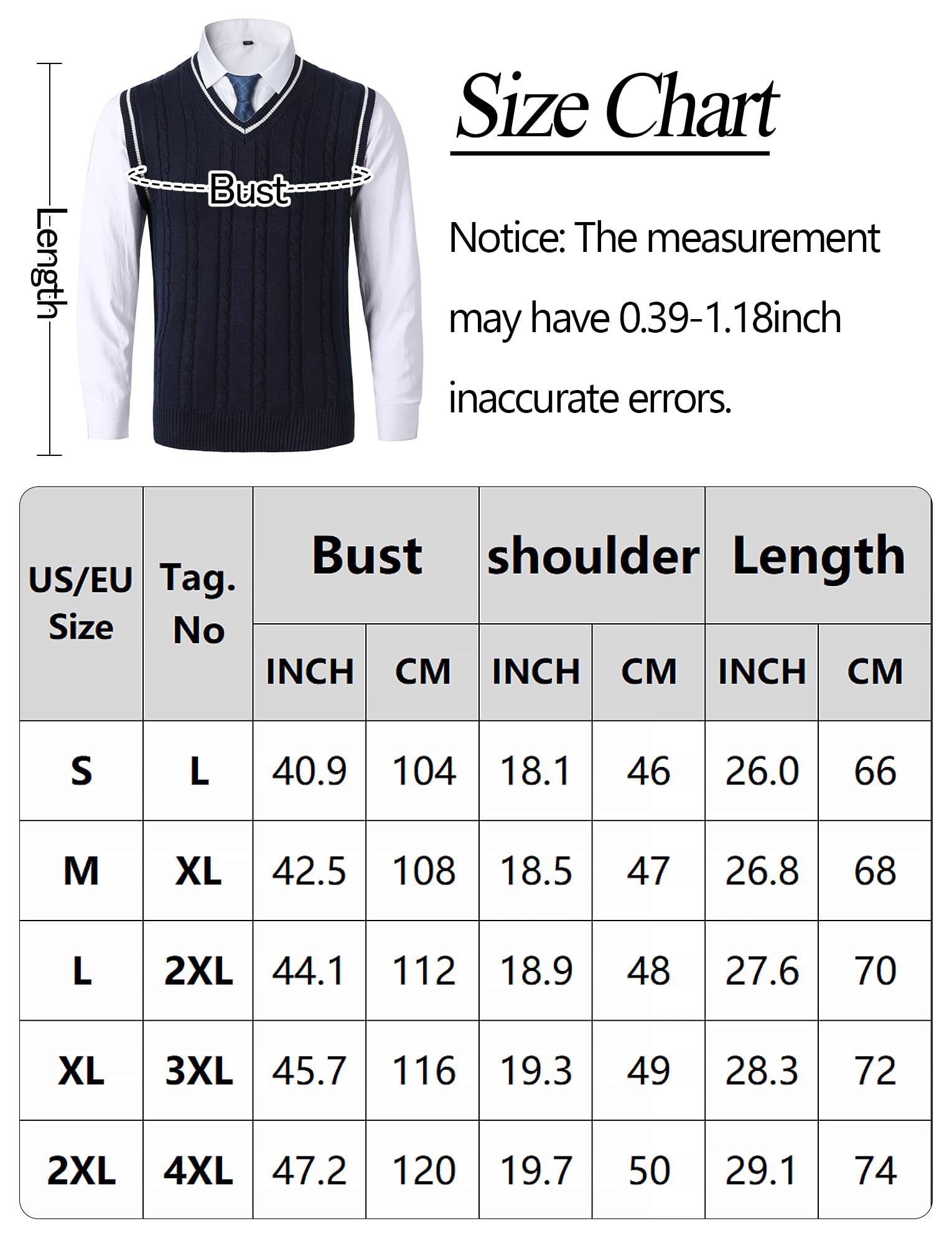 AIEOE - Chaleco de Punto Hombre Suéter sin Mangas Hombres Chalecos Color Sólido con Cuello en V Jerséis Esencial Pullover para Primavera Invierno Otoño - S-2XL