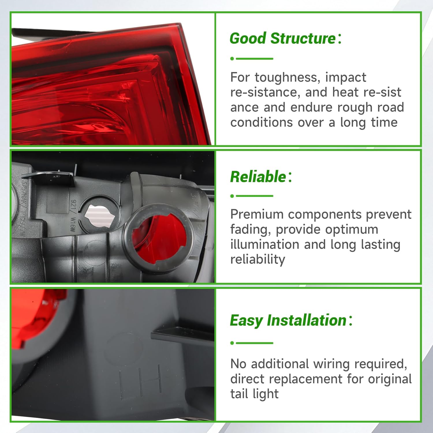 munirater Tail Light Rear Brake Lamp Assembly Driver Side Replacement for Edge 2011-2014