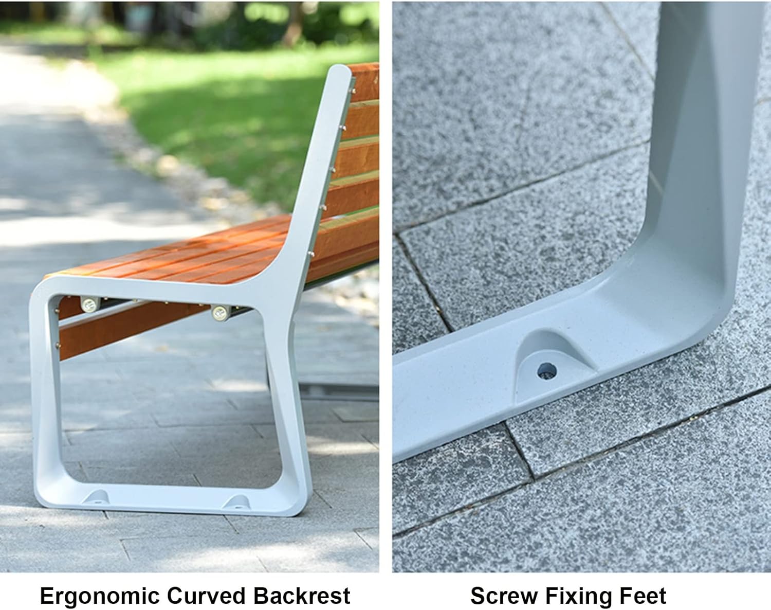 Weatherproof Outdoor Patio Bench - Durable Cast Aluminum Frame with Solid Wood Seat, Double Seat Garden Chair for Backyard, Porch, Deck, Lawn Furniture (Color: Wood)