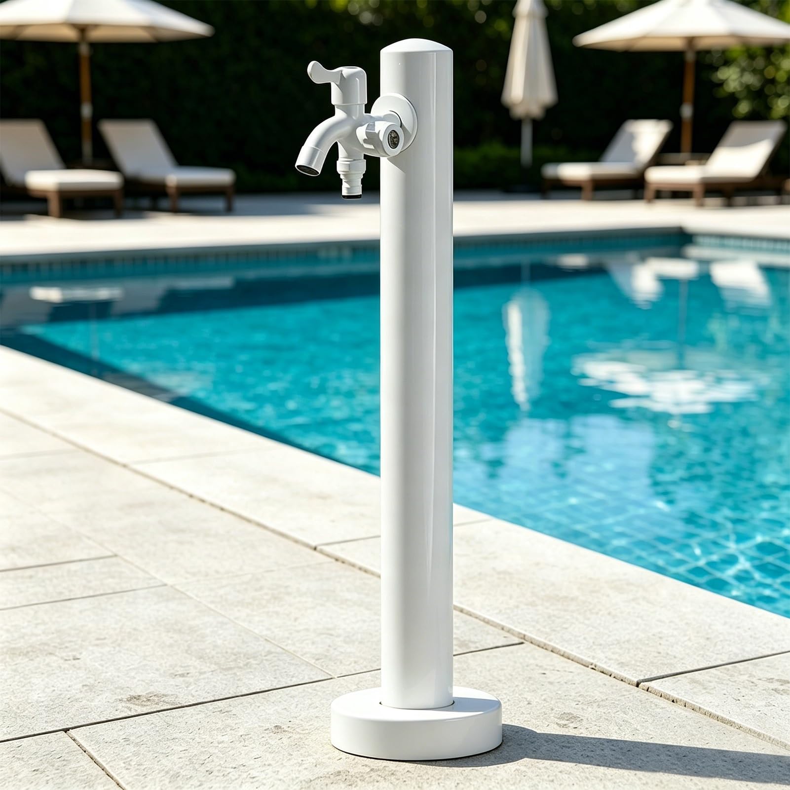 Lonmrrton A Stainless Steel Garden Faucet Column, Freestanding Yard Hydrant Ntifreeze Outdoor Water Tap For Courtyard/Backyard/Lawn/Poolside, 60/95Cm Tall(,Height: 95Cm/37.4In)