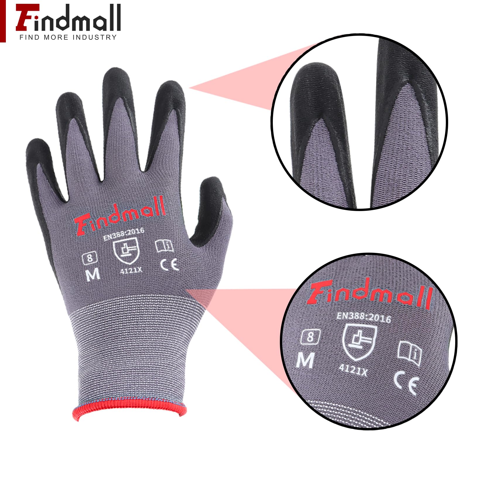 6 Paar mittelgroße Arbeitshandschuhe, Nahtlose Strickhandschuhe, Gartenhandschuhe für Damen und Herren, geeignet für Lagerhaltung und Logistik, Baustellen, Gartenbau und Pflanzarbeiten