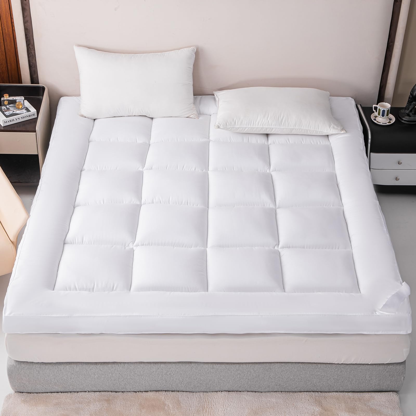 Mattress Topper 10cm thick Bed Extra Deep Hotel Quality Mattress Enhancer Box Stitched Mat...