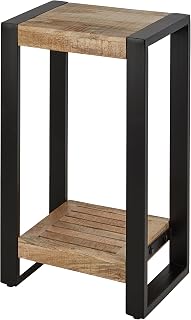 Harbour Tall Lamp Sofa Side Table for Living Room, Hallway, Bedroom - Handcrafted Reclaimed Wood Small Bedside Table with Shelf - Fully Assembled Rustic End Table - 77cm x 40cm x 40cm