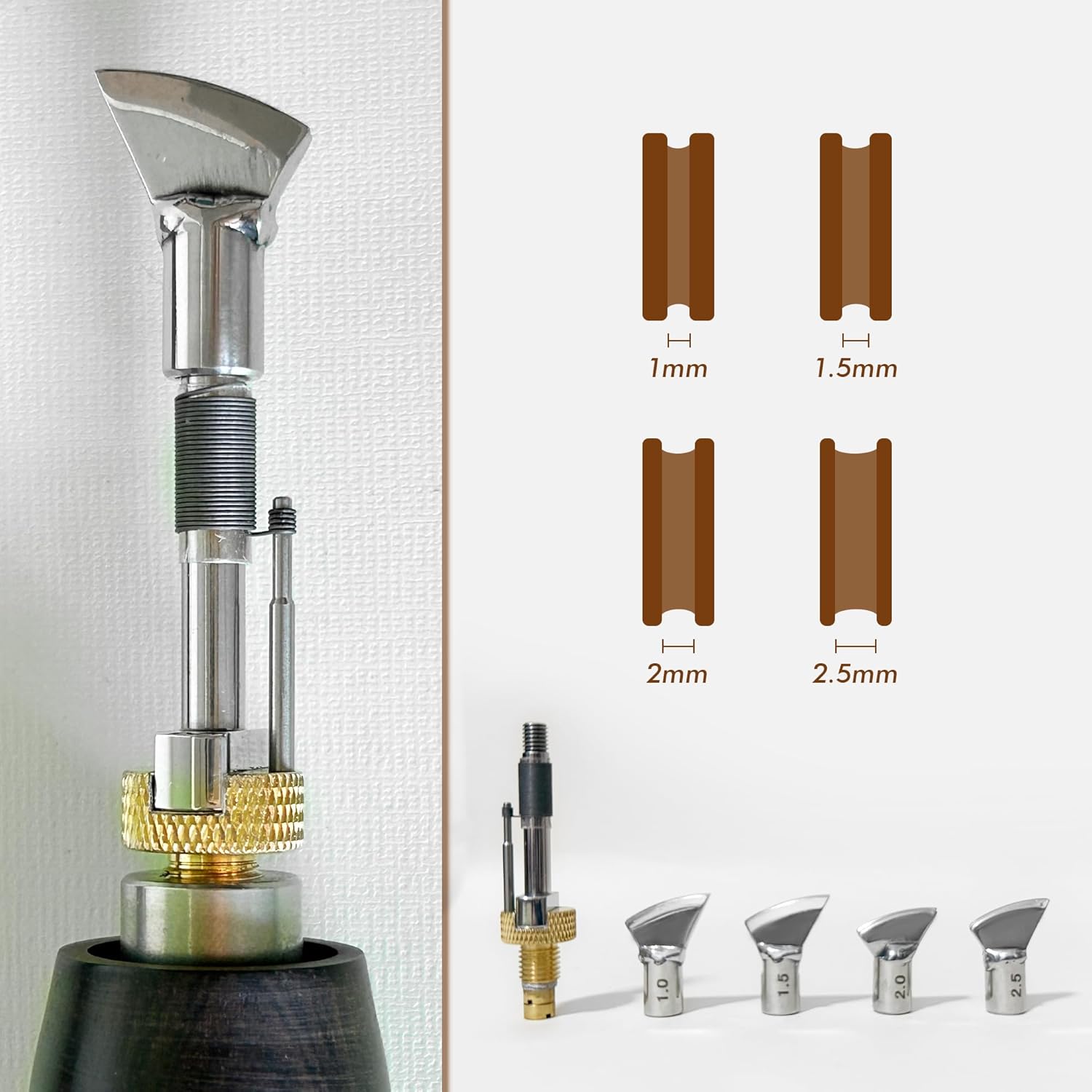 7Pcs Leather Creaser Machine Handle & Heating Head Replacement, Universal Fabric Sealing Iron Press Tip Set for Leather Edge Creaser, Heat Resistant & Durable​