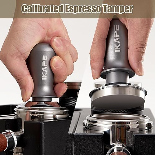Miniatura 5 de IKAPE Manipulador de palma de 2.008 in, manipulador de café barista prémium con resorte calibrado, base de acero inoxidable 100% plana para máquina
