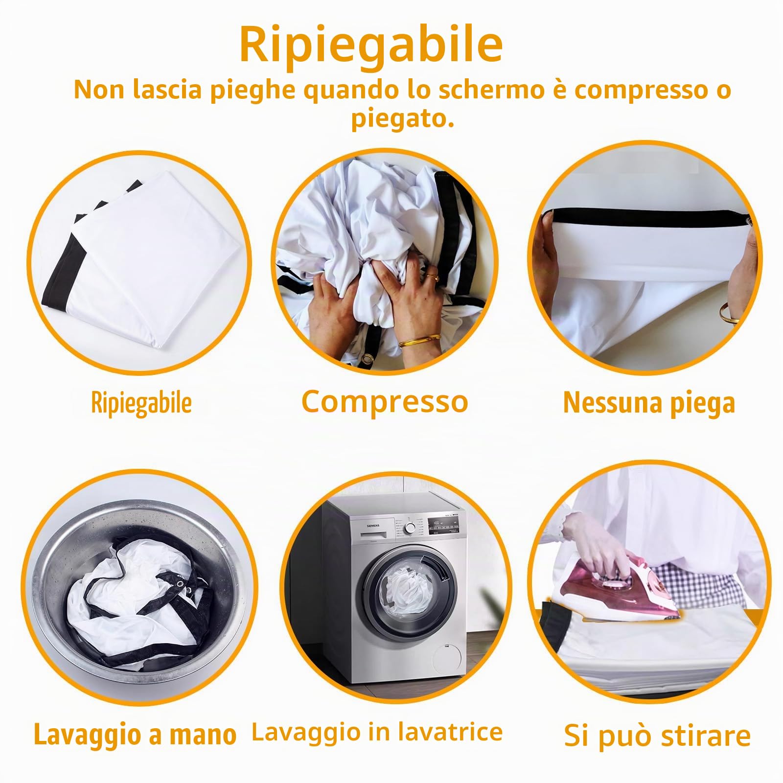 Schermo Proiettore 100 Pollici, Schermo Cinematografico Portatile 16:9 HD 4K Schermo Lavabile Pieghevole per casa, ufficio, classe