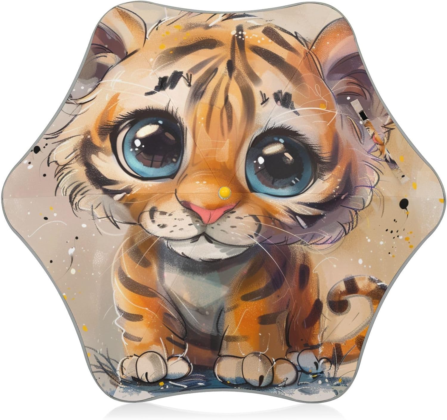 ALAZA Wild Animal White Tiger Climbing Tree Kids Umbrella for Rain Toddler Girls Boys, Lightweight, Windproof, Stick