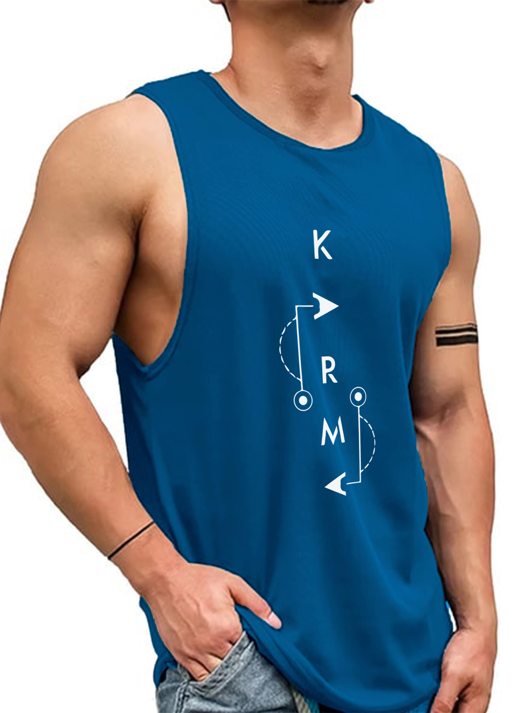 AUSK Men Vest || Gym Tshirt for Men || Karma Printed Sleeveless t Shirt for Mens (Color-Teal) (B0D331T84S) Amazon Price History, Amazon Price Tracker
