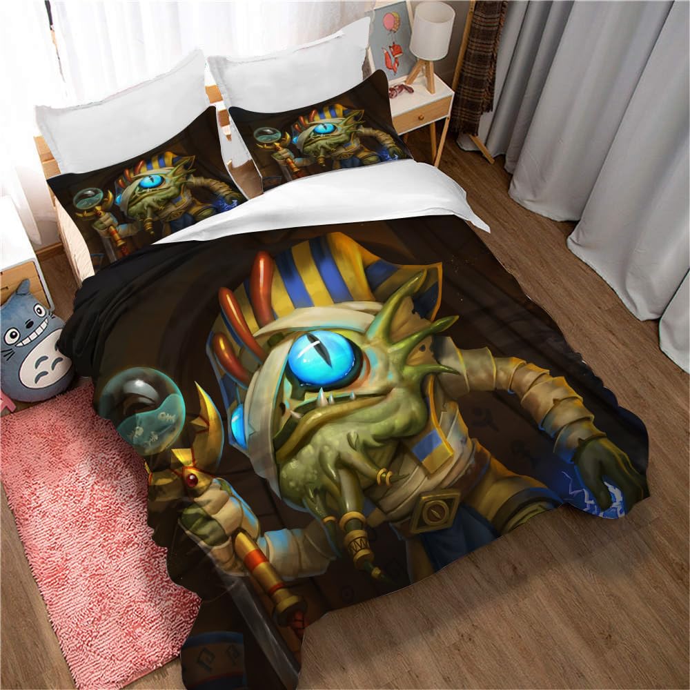 Ste-X Hearthstone Heroes of Warcraft Duvet Cover | Reversible 2 Sided Bedding Duvet Cover with Matching Pillow Case (200x200cm(Double),HHW 05)