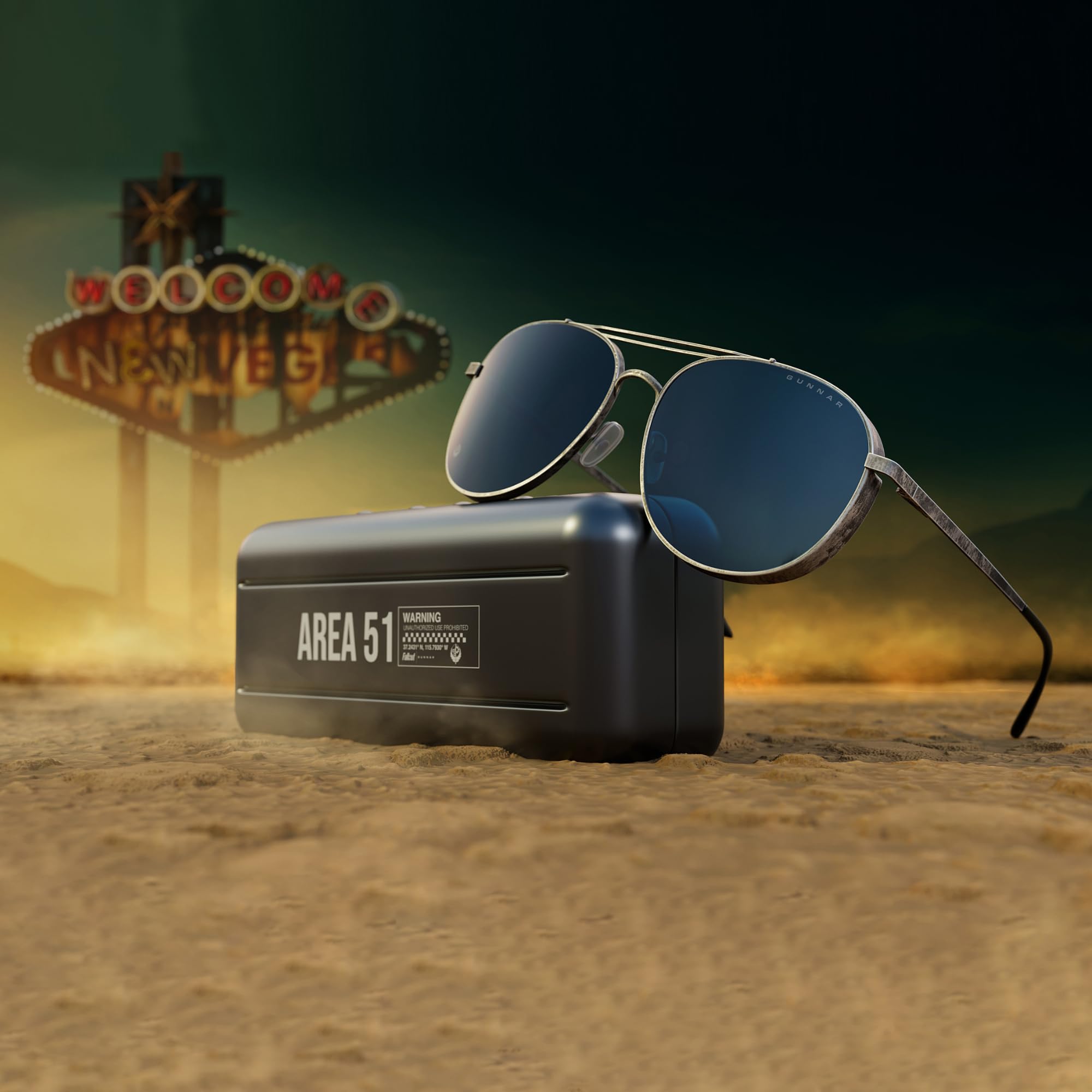 Gunnar x Fallout Brille - Brotherhood of Steel - Gunmetal - Sun | Computer-/Gaming-Brille - Fallout Brotherhood of Steel - Gunmetal - Sun - 90 % Blaulicht- & 100 % UV-Schutz