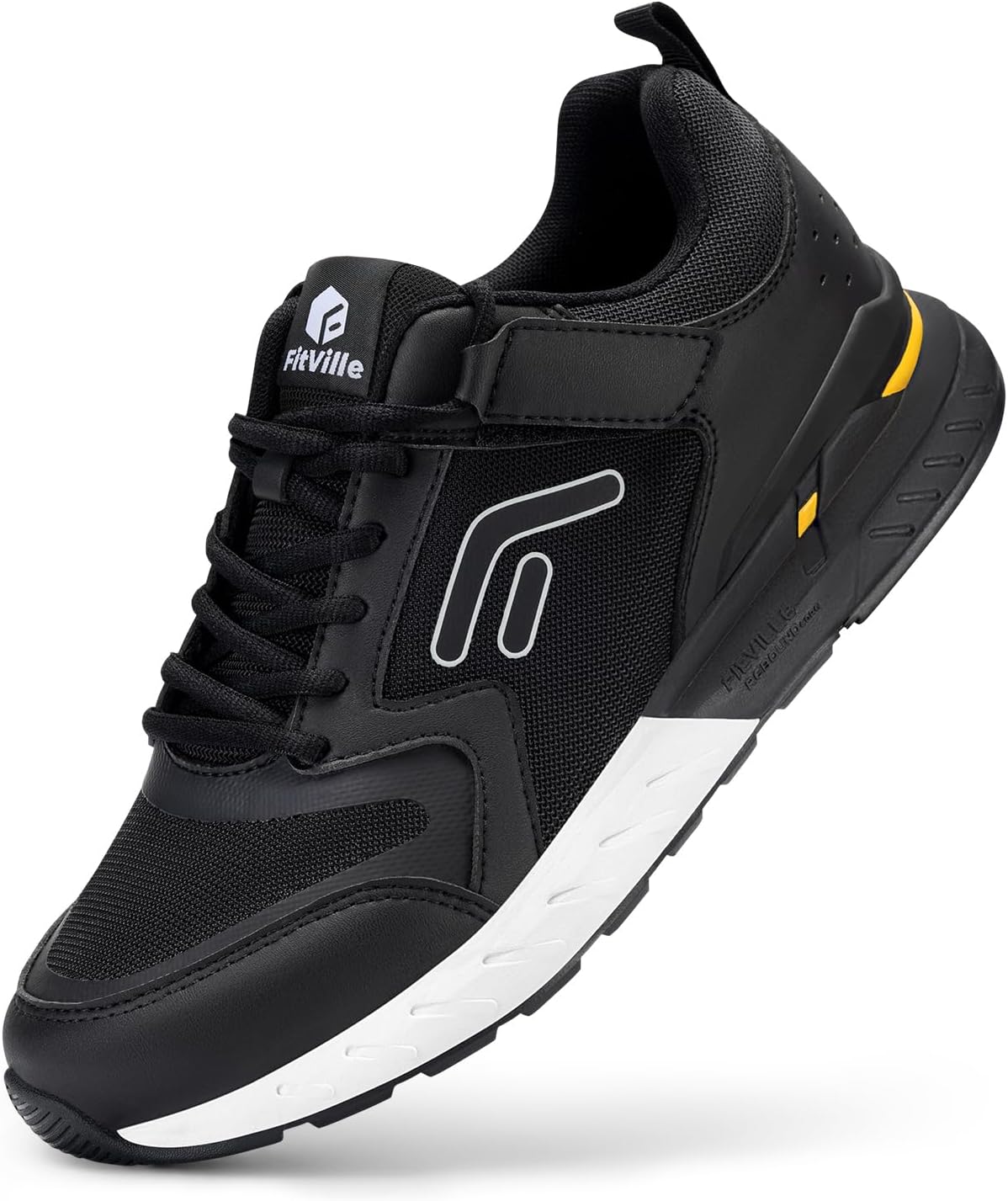 Men's Walking Shoes Wide Width Sneaker Hook and Loop Running Orthopedic Shoes for Flat Feet Plantar Fasciitis - Rebound Core V7