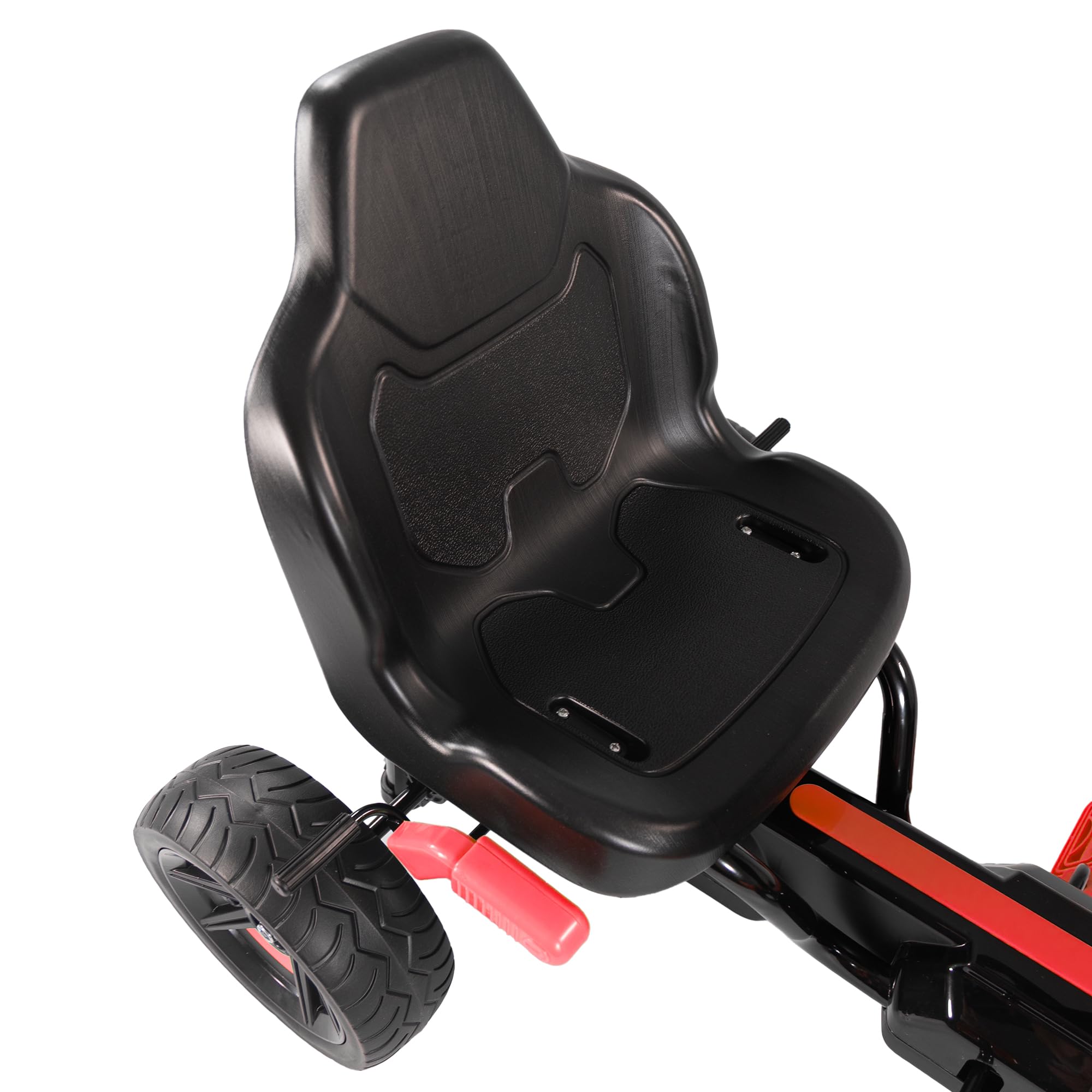 Lemodo Go Kart Tretfahrzeug – Kinderfahrzeug mit Handbremse und Deko-Stoßdämpfer, Tretauto für Kinder ab 3 Jahre, GoKart Pedalfahrzeug, Outdoor-Fahrzeug mit Pedalantrieb (Kart rot)