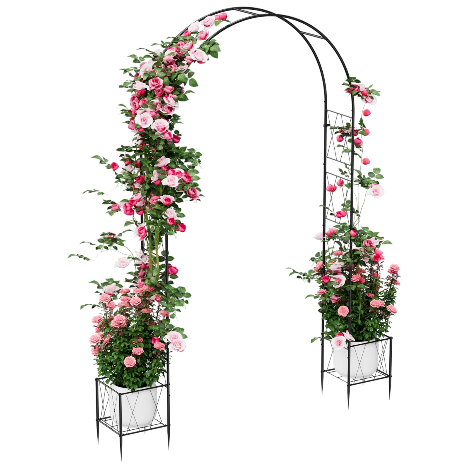 Luplom Heavy Duty Garden Arch Trellis with Planter Boxes