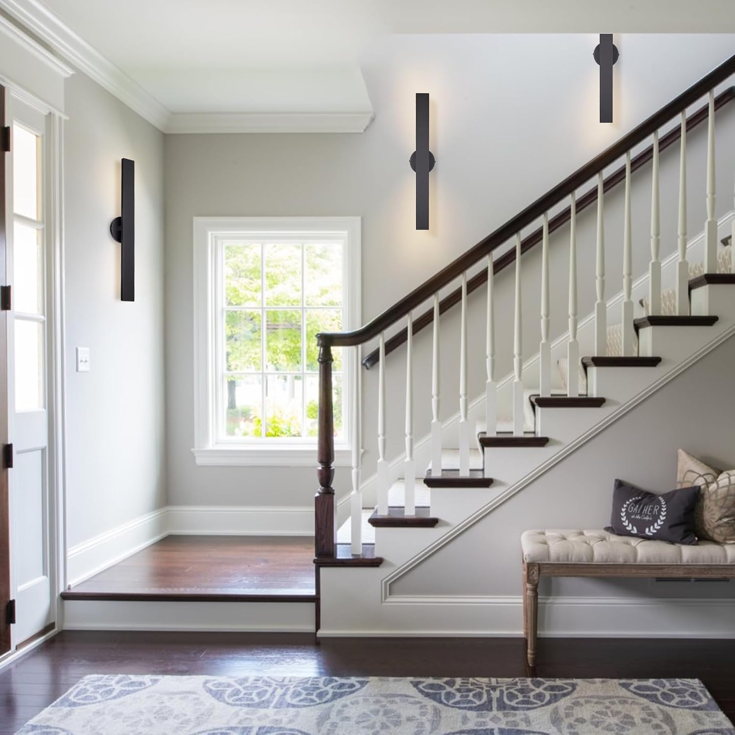 Aluminum Morden LED Wall Sconces 24.4" Waterproof Matte Black Wall Lighs with Built-in 18W LED Light Source,Indoor Outdoor Wall Light Fixtures for Bedroom,Garage,Porch,Patio,Front Door,House