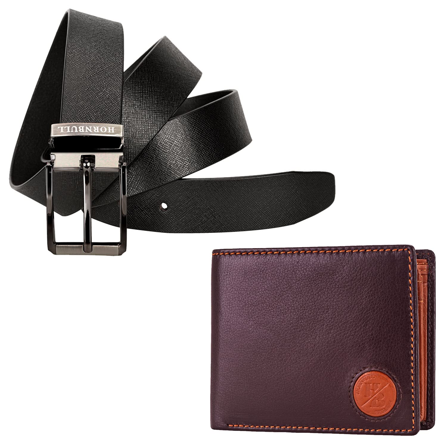 HORNBULL Gift Hamper for Men | Browb Wallet and Black Belt Mens Combo Gift Set | Leather Wallets for Men | Mens Wallet BW104169