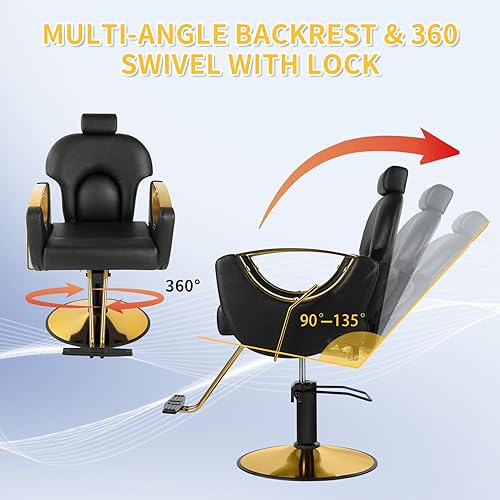 Miniatura 5 de Silla de peluquería silla de salón hidráulico ajustable reposacabezas giratorio de 360 grados para peluquería equipo de peluquería para estilista