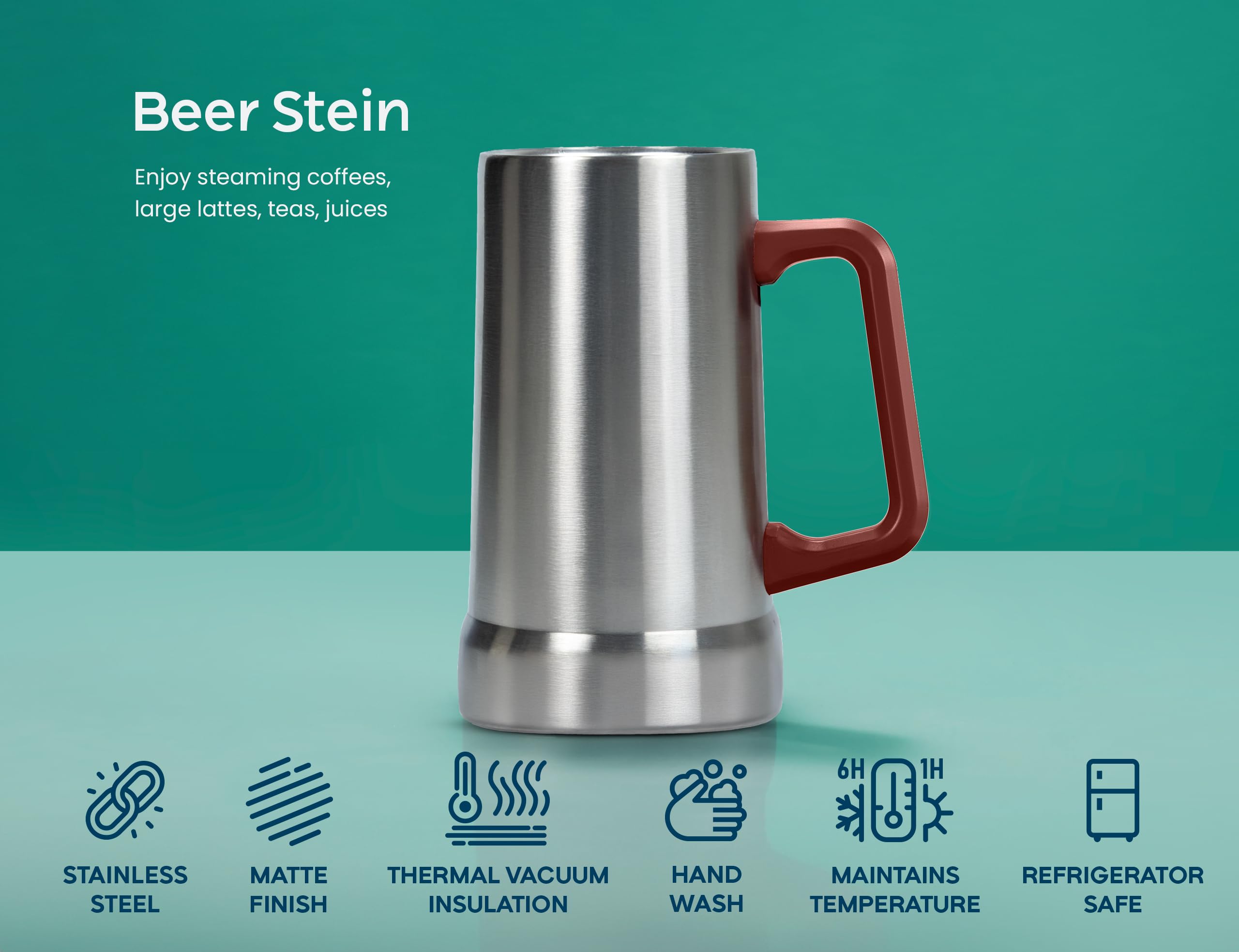 Amazon.com | KooK Beer Stein, Stainless Steel Coffee Mug, Tumbler