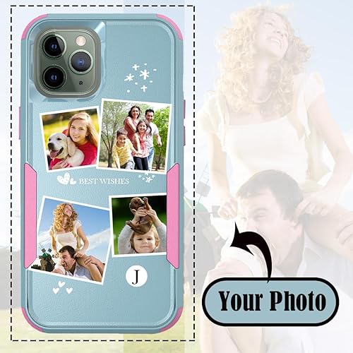 Vista 87 de Funda de fotos personalizada para Apple iPhone 11 Pro Max, patrón de collage a cuadros, personalizado para hacer imágenes en gruesa 3 híbrida Rosa
