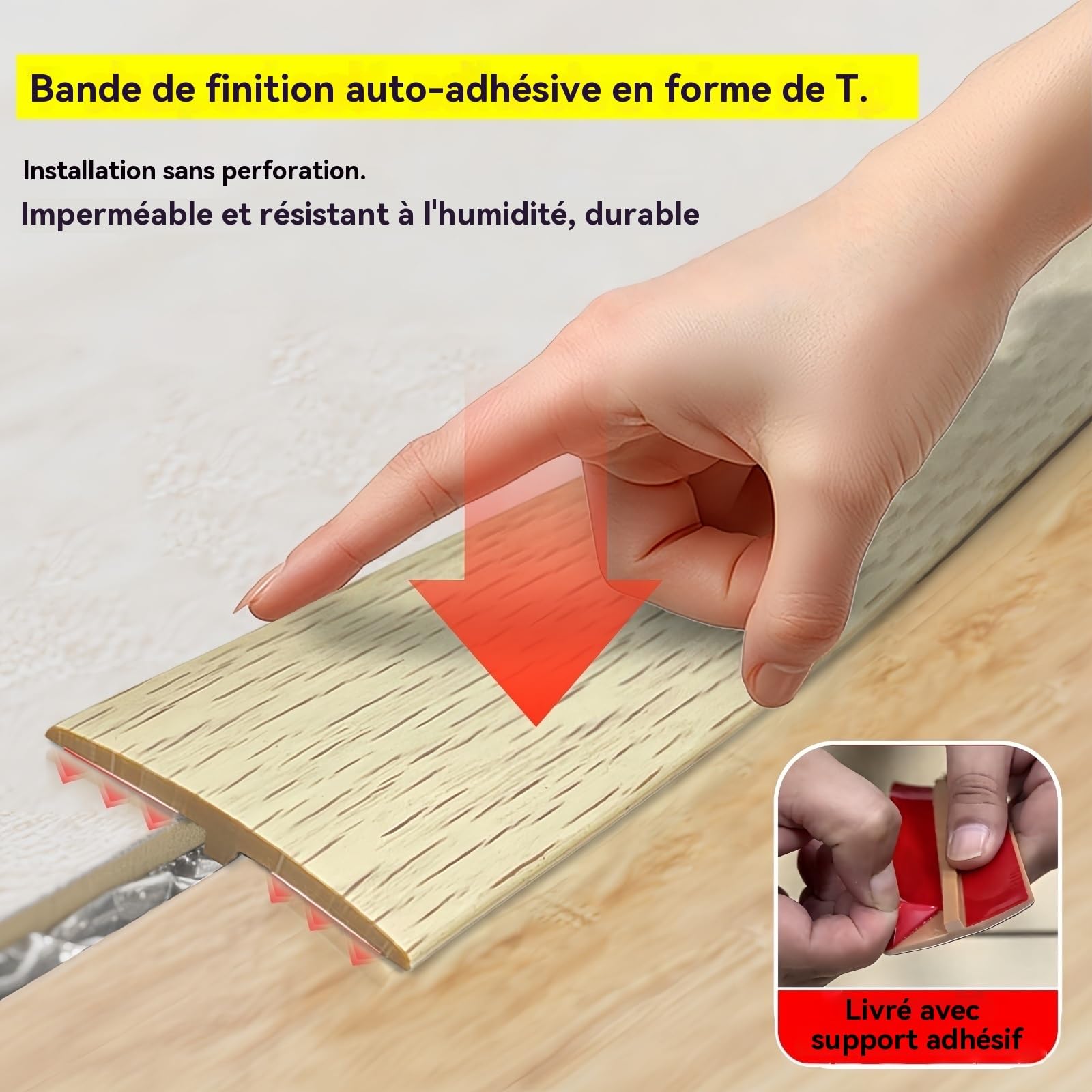 Profil De Transition 5M Profile en T Baguette De Seuil De Porte PVC Baguette De Finition Carrelage Transition Solide Et Esthétique pour Carrelage, Parquet Et Moquette(Yellow Oak)