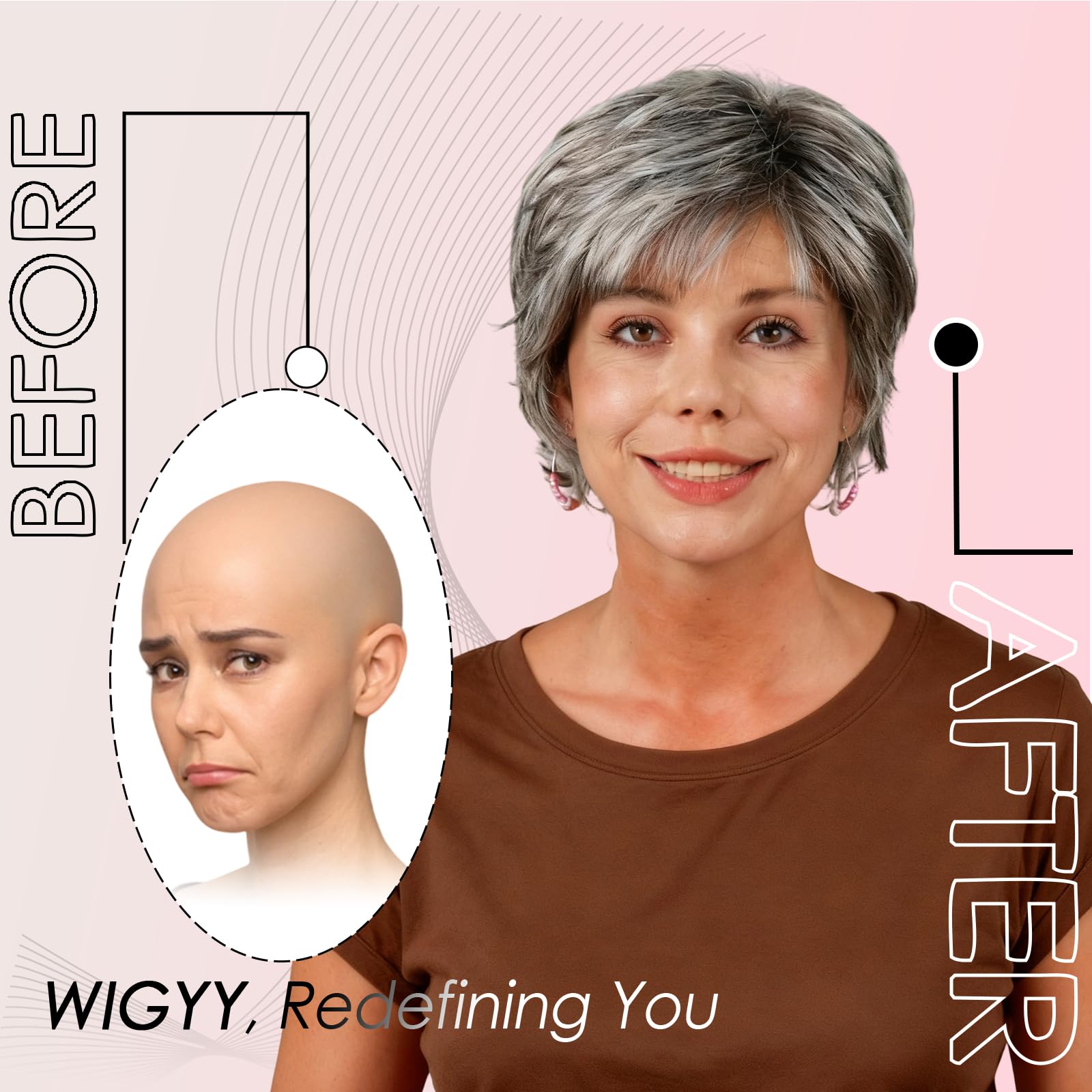 Amazon.com : WIGYY Light Gray Pixie Cut Wig for White Women  display picture 1