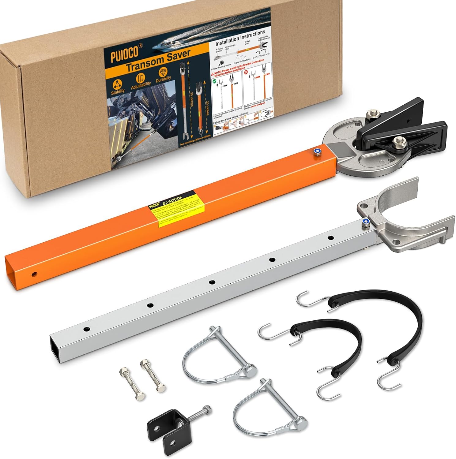 Boat transom saver adjustable 23–35 in, heavy-duty for outboard motors