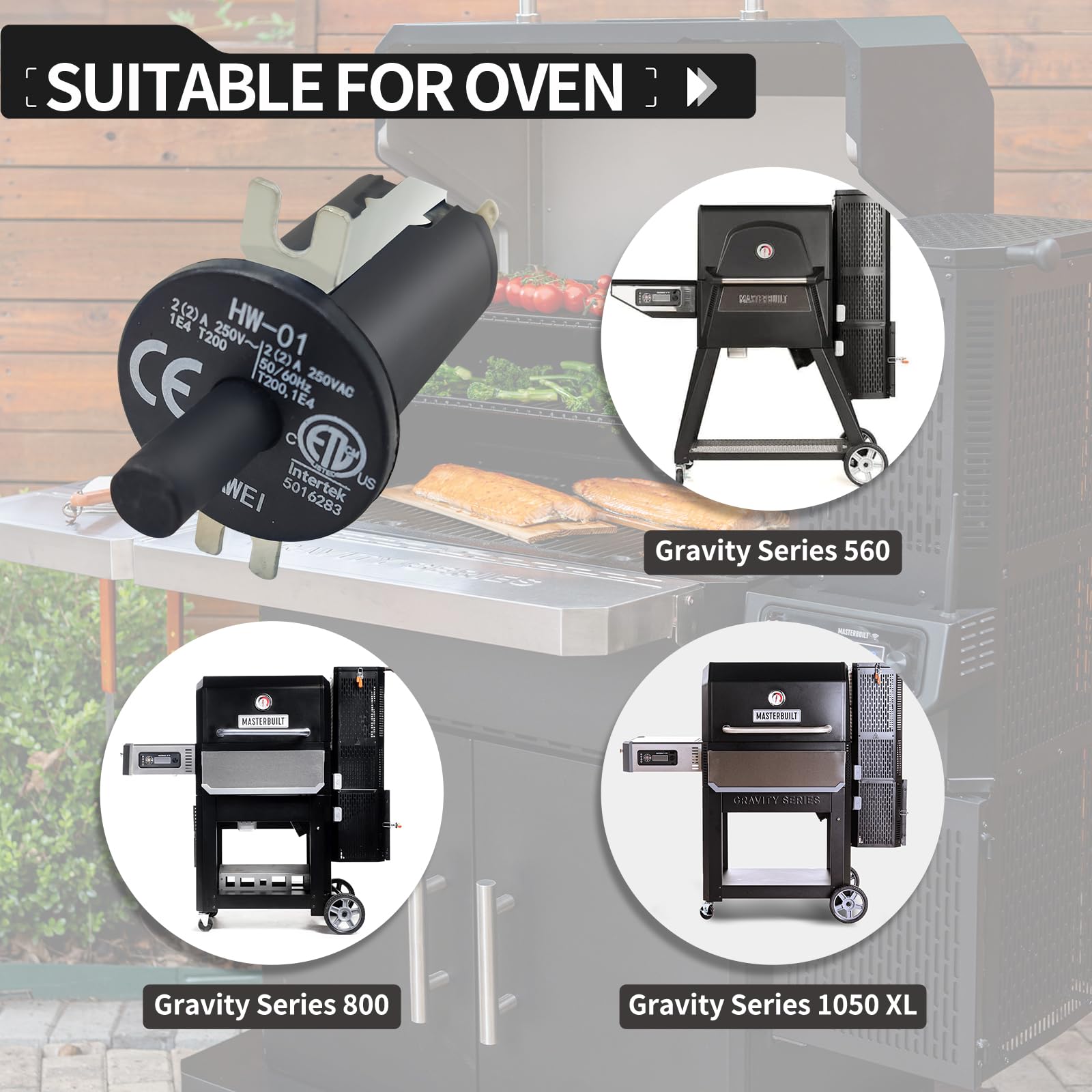 Paquete de 3 piezas de repuesto para interruptor de tapa/puerta para Masterbuilt Gravity Series 560/800/1050 XL Digital Charcoal Grill & Smoker 3