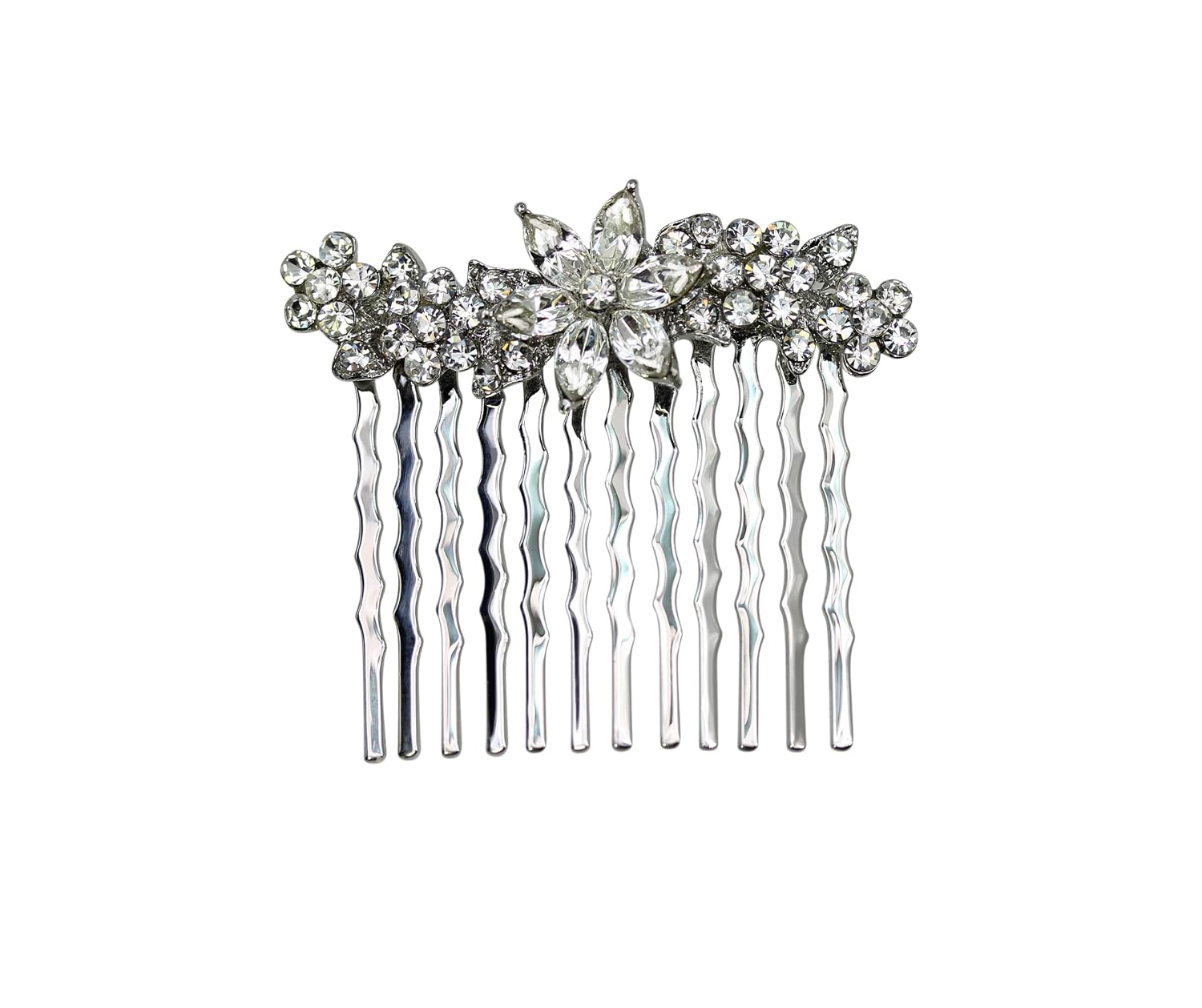Faship Floral Hair Comb with Rhinestones for Elegant Styling