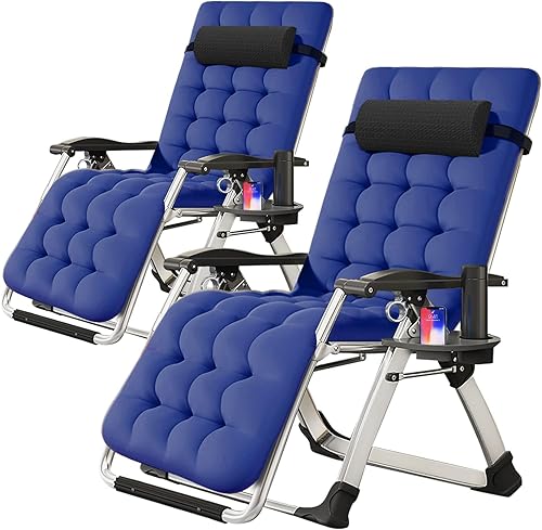 Slsy Zero Gravity - Silla reclinable con cojín extraíble y bandeja para interiores y exteriores, silla reclinable plegable para patio