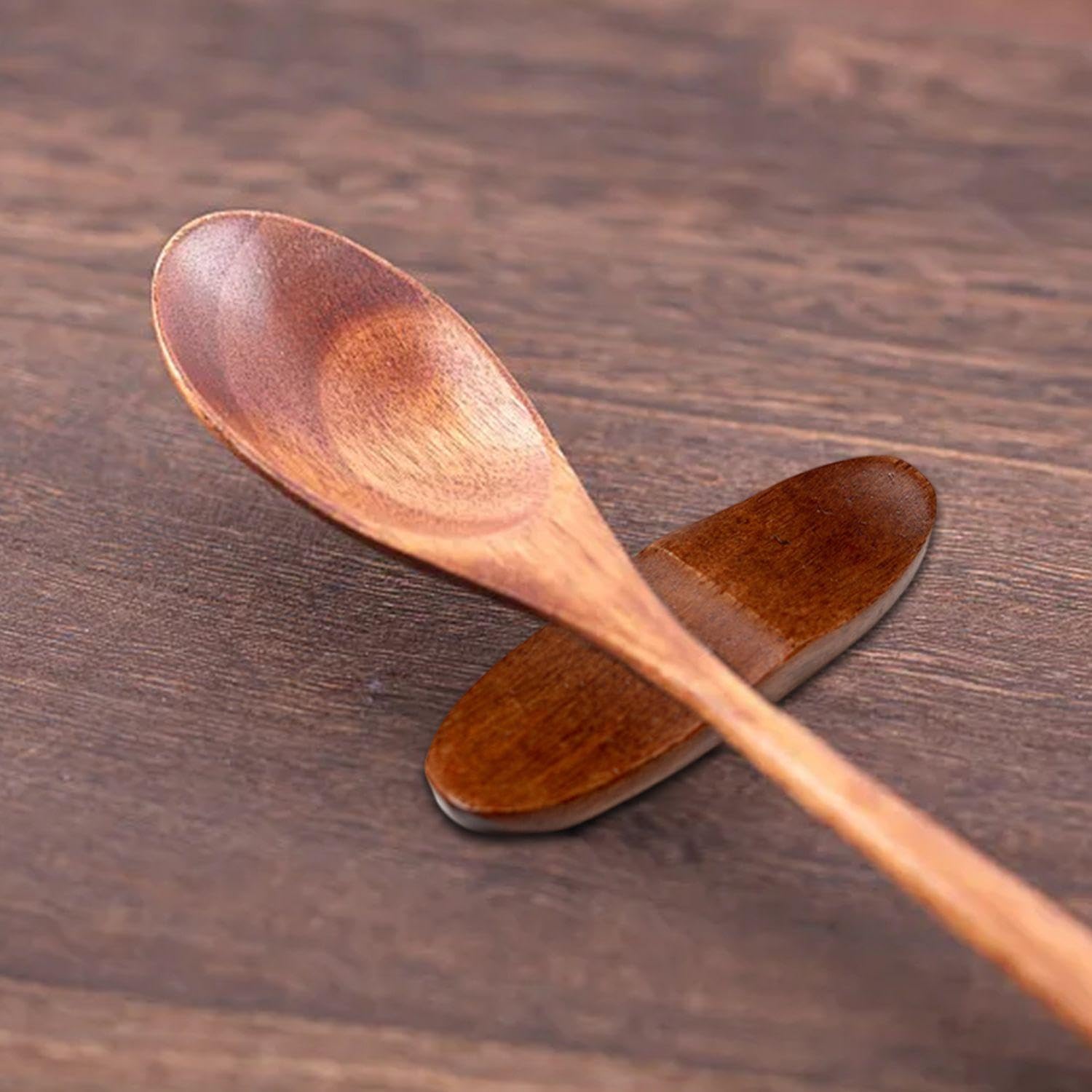 5 Pieces Wooden Coffee Spoons, 1 Piece Cutlery Holder, Long Handle Wooden Spoons, Household Spoons, Kitchen Utensils - Image 3