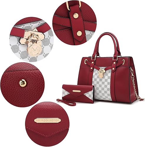 Miniatura 7 de MKF Collection Bolso cruzado para mujer y cartera de pulsera - Bolso de hombro de piel sintética con asa superior